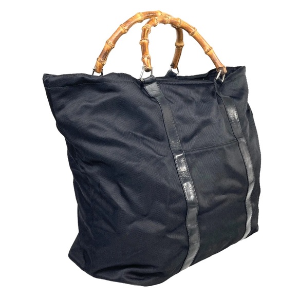 Gucci Bag Handbag tote Black Nylon Bamboo Authentic GUC - Picture 2 of 10